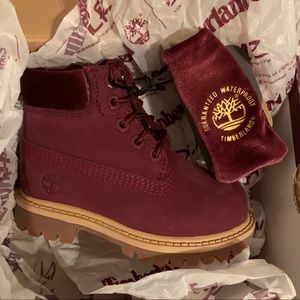 Burgundy Kid’s Timberland Shoes Winter Boots